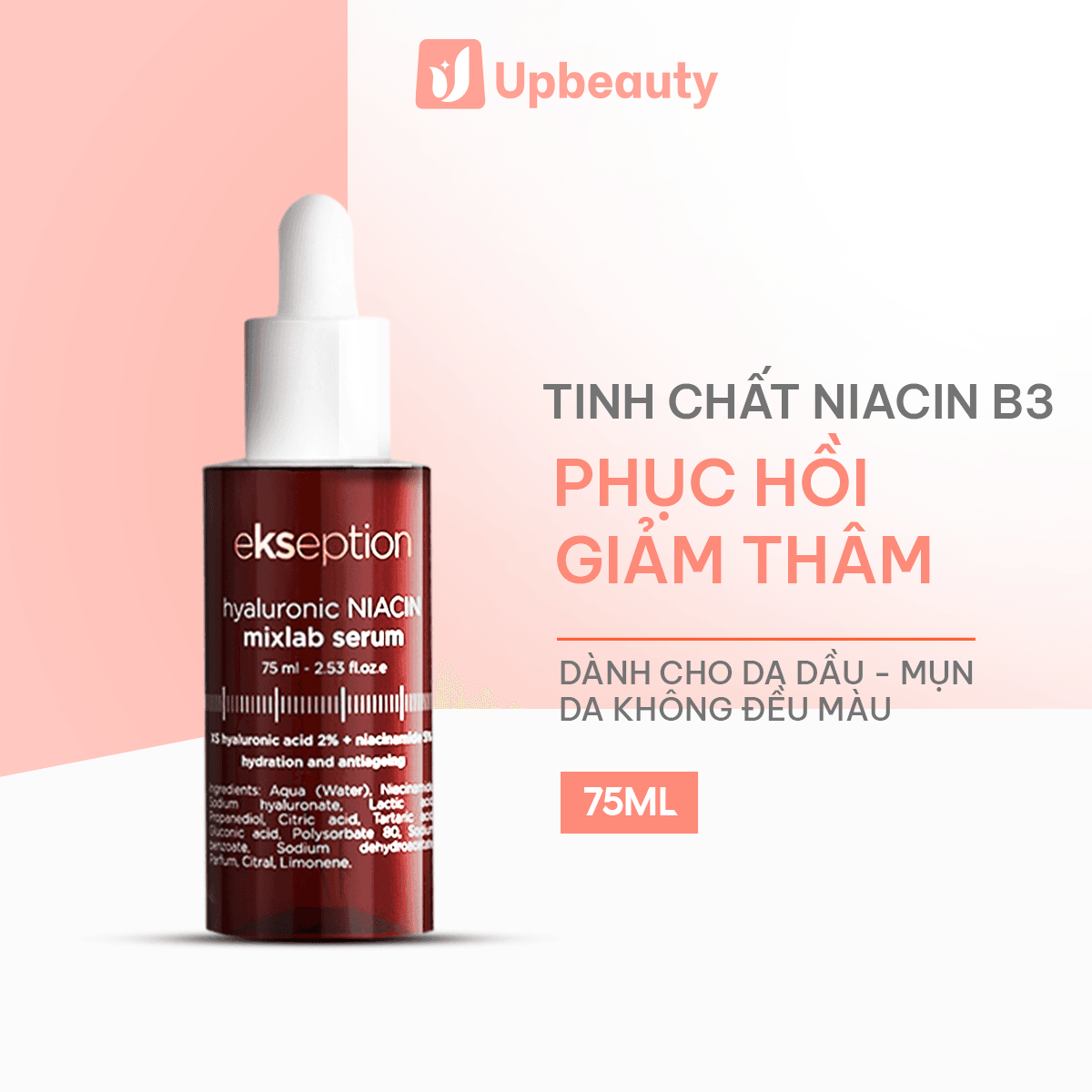 Serum Ekseption NIACIN B3 Hyaluronic Mixlab 75ml dưỡng ẩm da, giúp da mịn màng