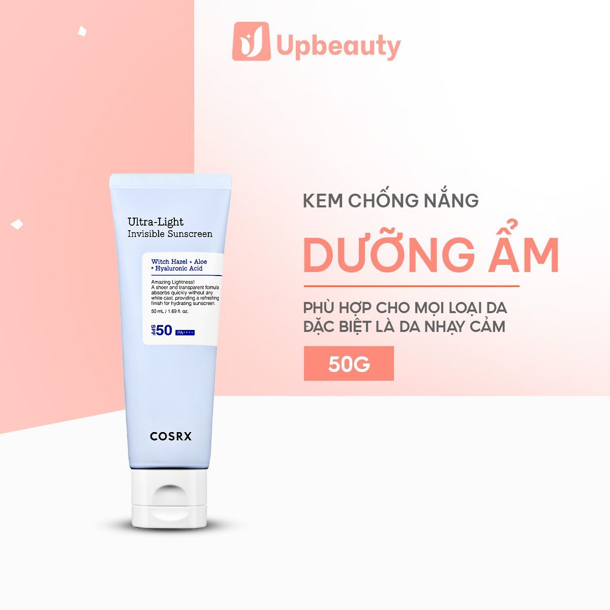 Kem Chống Nắng COSRX Ultra-Light Invisible Sunscreen SPF50 PA++++ Bảo Vệ Da Và Dưỡng Ẩm 50g