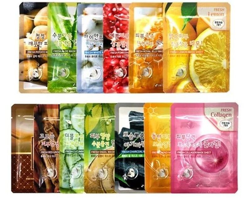 3W Clinic Fresh Mask Sheet (Collagen, trà xanh...)