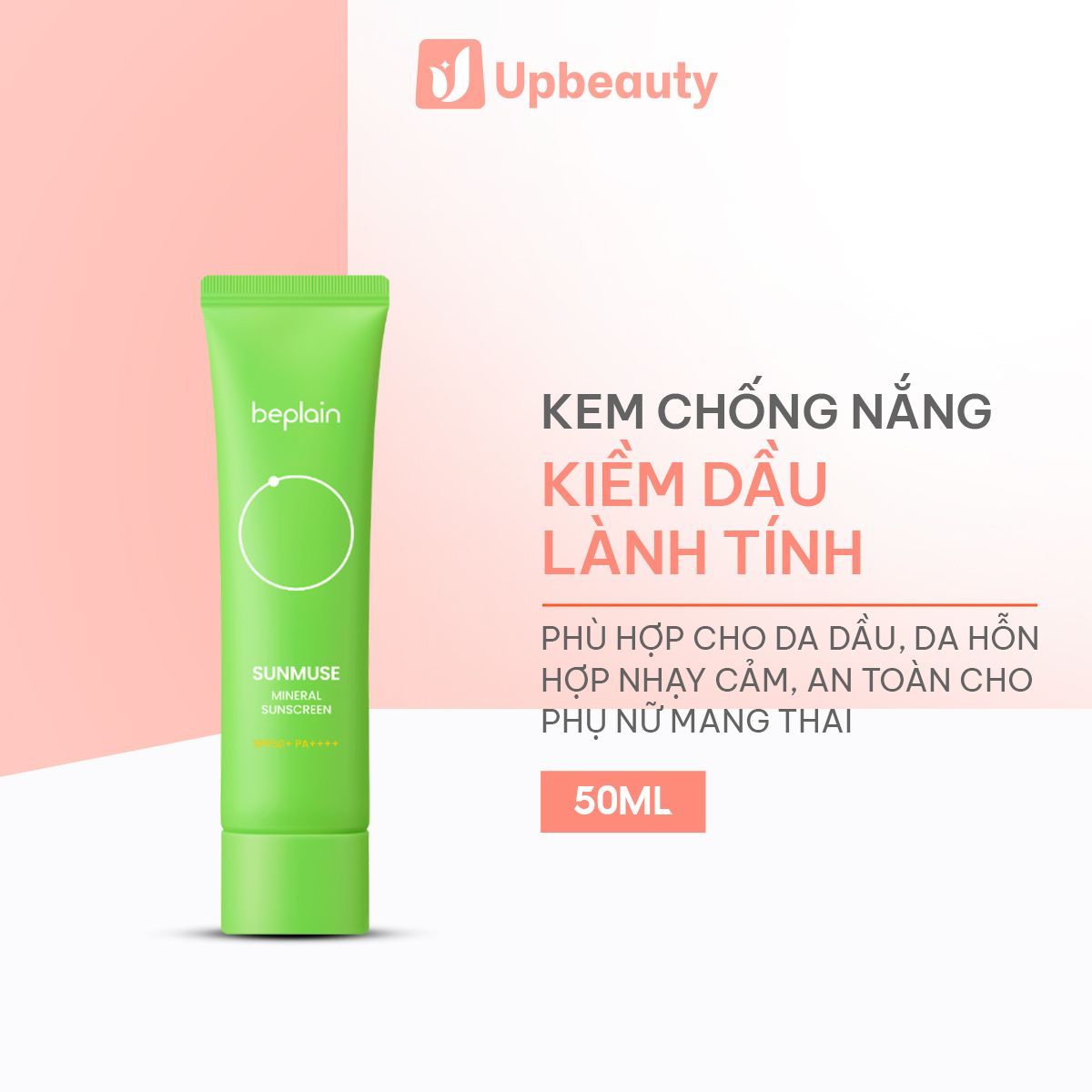 Kem Chống Nắng Vật Lý BEPLAIN Sunmuse Mineral Sunscreen SPF50+ PA++++ Ráo Dầu, Phù Hợp Da Nhạy Cảm 50ml