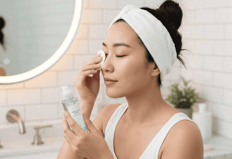 Bước 2: Tẩy trang vùng Mắt và Môi (Vùng nhạy cảm)