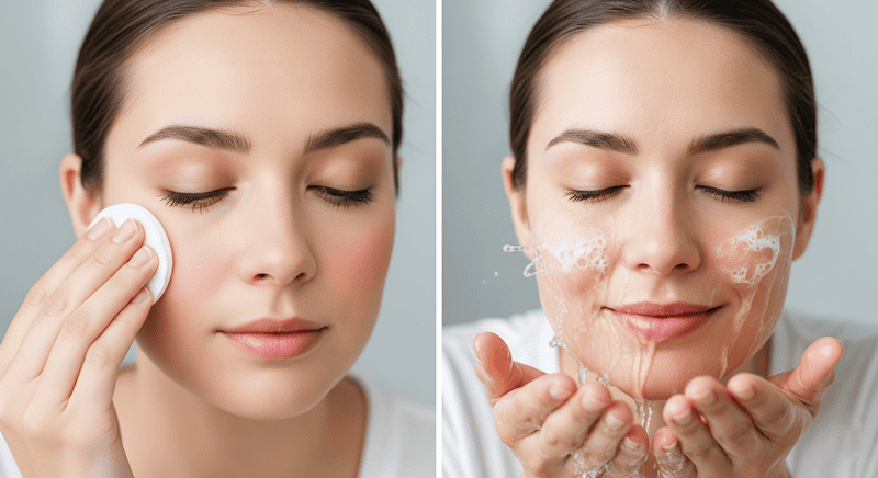 Bước 1: Làm sạch da sâu (Tẩy trang và rửa mặt)