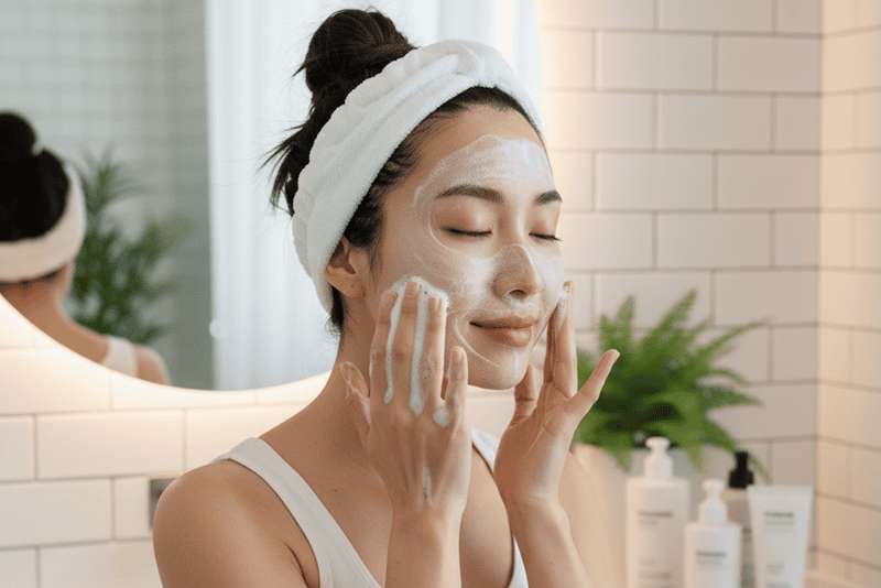 Bước 5: Rửa sạch bằng sữa rửa mặt