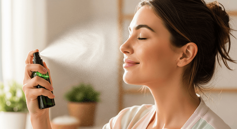 Làm Xịt khoáng kiềm dầu: Cho vào chai xịt nhỏ để mang theo bên mình.