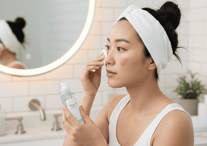 Bước 3: Tẩy trang Vùng mặt