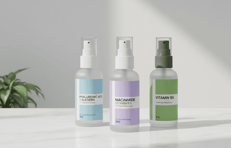 Để đáp ứng nhu cầu phức tạp của da hỗn hợp, các thành phần được ưu tiên thường là những hoạt chất cấp ẩm nhẹ và có khả năng điều tiết dầu.