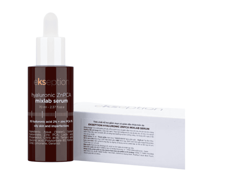 Serum Ekseption ZnPCA Hyaluronic Mixlab nổi bật với kết cấu lỏng nhẹ, thấm cực nhanh vào da mà không gây cảm giác bết dính