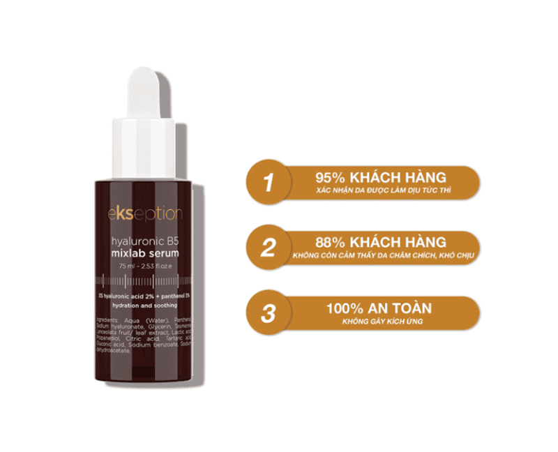 Serum Ekseption Hyaluronic B5 Mixlab cung cấp nhiều lợi ích thiết thực cho làn da, đặc biệt là da khô, nhạy cảm