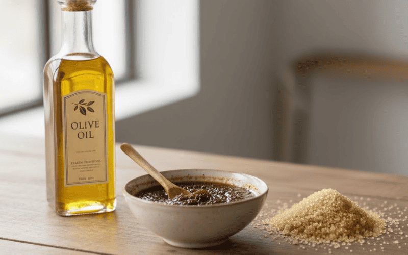 Dầu oliu kết hợp đường nâu