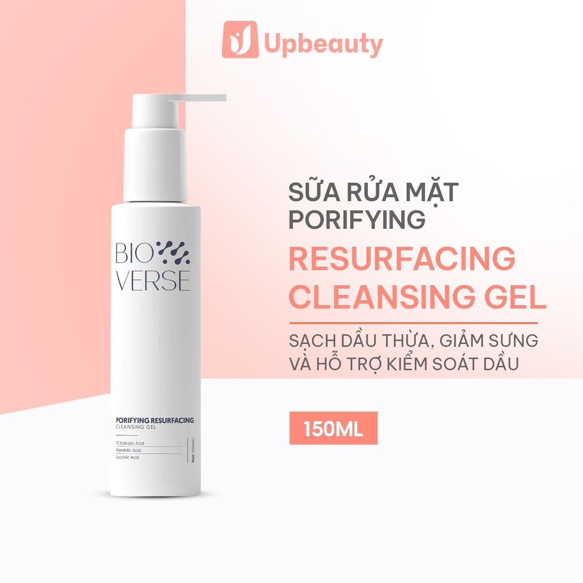 Sữa Rửa Mặt Bioverse Porifying Resurfacing Cleansing Gel Làm Sạch Sâu Và Mềm Da 150ml