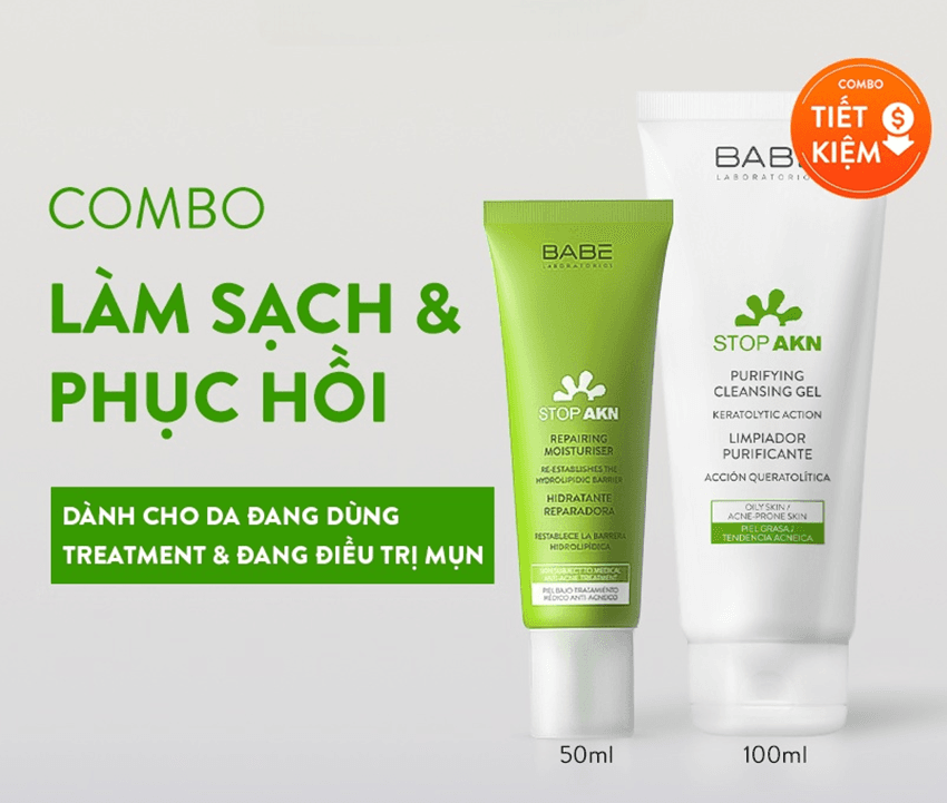 BABÉ Purifying Cleansing Gel 100ml + Repairing Moisturiser 50ml