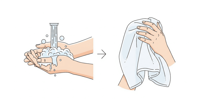 Bạn hãy rửa tay thật kỹ bằng xà phòng và nước sạch trong ít nhất 20 giây