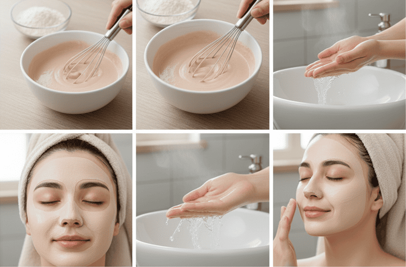 Thoa đều hỗn hợp lên mặt, giữ nguyên trong khoảng 15 - 20 phút để dưỡng chất phát huy tác dụng làm sáng và dịu da