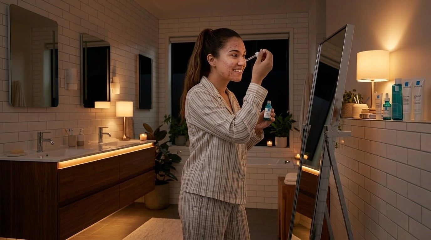 Các bước skincare cho da dầu mụn ban đêm