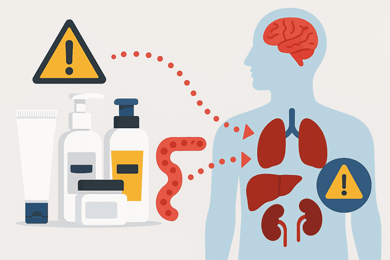Không chỉ gây tác động trực tiếp đến da và tóc, các chất cấm trong mỹ phẩm còn tiềm ẩn nguy cơ ảnh hưởng đến sức khỏe tổng thể
