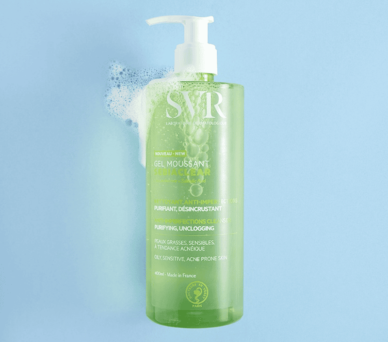 SVR Sebiaclear Gel Moussant là một công thức làm sạch không chứa xà phòng, loại bỏ tạp chất cùng dầu thừa một cách nhẹ nhàng nhất có thể