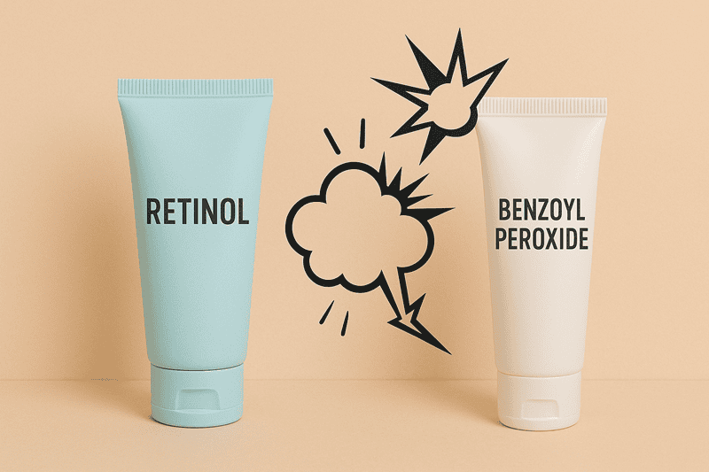 Một trong những ví dụ điển hình về sự xung đột giữa các hoạt chất trong mỹ phẩm chính là cặp đôi Retinol và Benzoyl Peroxide
