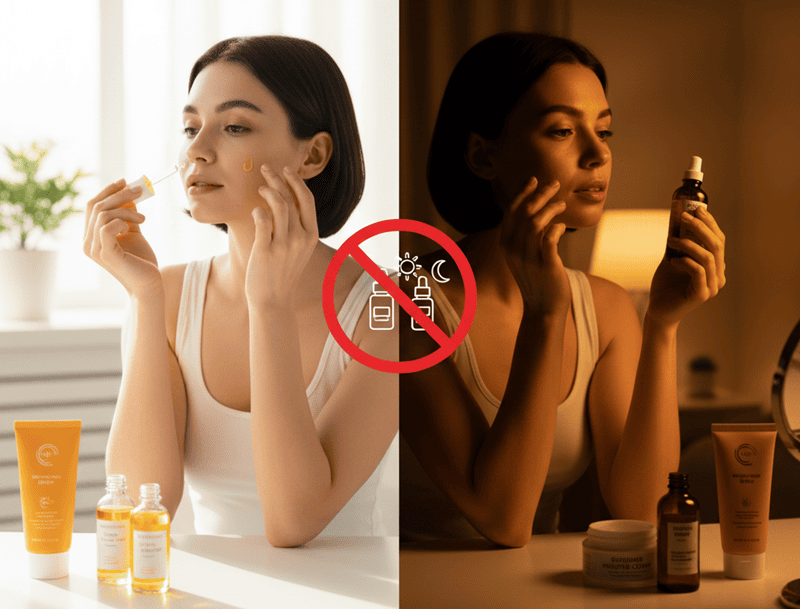 Retinol và Vitamin C đều là những hoạt chất nổi bật trong việc cải thiện sắc tố hay chống lão hóa, nhưng khi kết hợp cùng nhau, chúng có thể gây kích ứng mạnh cho da