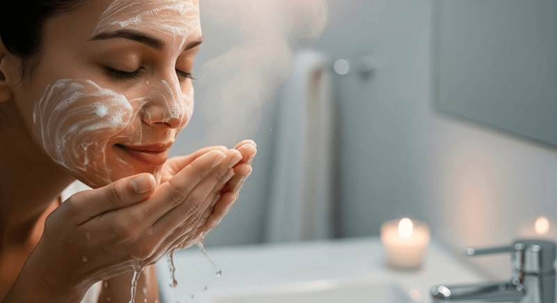 Thói quen dùng nước nóng vào mùa lạnh có thể khiến da mất nước nhanh hơn, vì vậy nên sử dụng nước ấm vừa phải khi rửa mặt hoặc tắm
