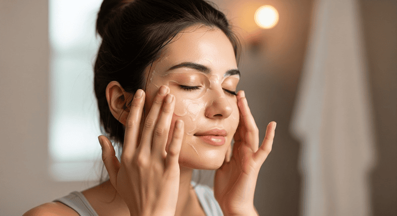 Bạn hãy dùng các đầu ngón tay vỗ nhẹ hoặc massage da theo chuyển động tròn từ dưới lên trên, từ trong ra ngoài