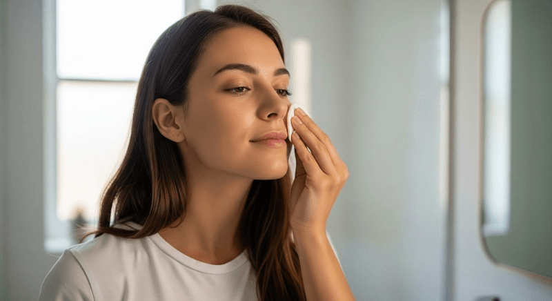 Bạn lấy một miếng bông tẩy trang sạch và thấm một lượng toner Klairs vừa đủ làm ẩm đều miếng bông