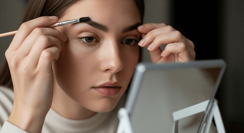 Bạn nhẹ nhàng chải dầu dừa lên hàng mày theo chiều lông mọc