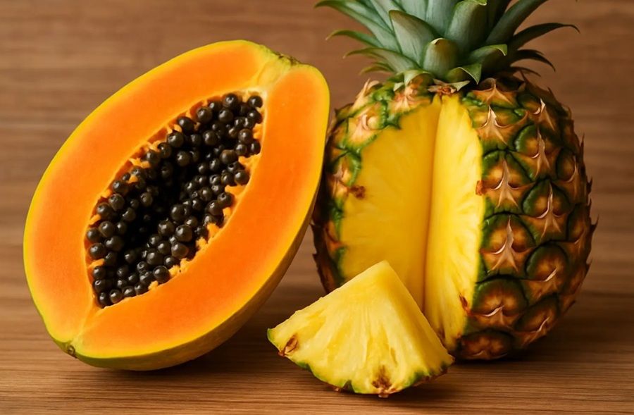 Các chất có trong đu đủ và dứa giúp phân hủy tế bào chết
