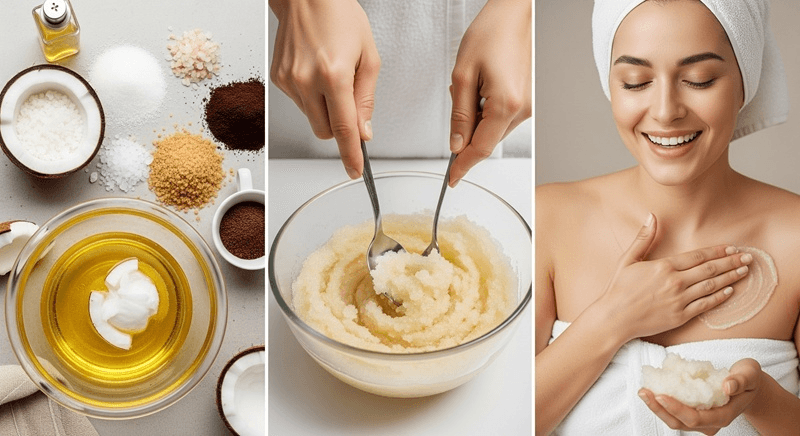 Bạn cũng có thể sử dụng dầu dừa để làm tẩy tế bào chết body