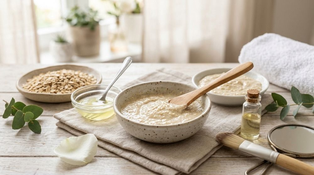 Bạn dùng 2 thìa bột yến mạch trộn cùng 1 lòng trắng trứng