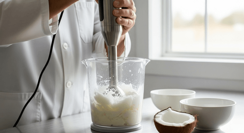 Trộn đến khi hỗn hợp sánh lại, đạt trạng thái giống như sữa chua