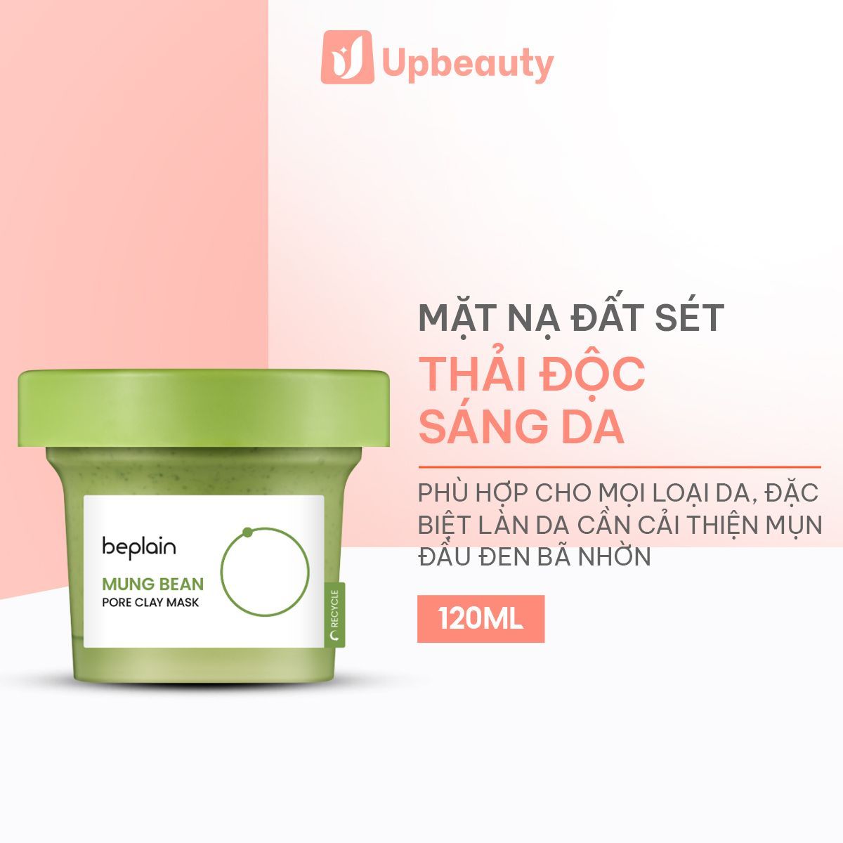 Mặt Nạ Đất Sét BEPLAIN Mung Bean Pore Clay Mask Làm Dịu Da, Hỗ Trợ Cải Thiện Mụn, Làm Sạch Da 120ml
