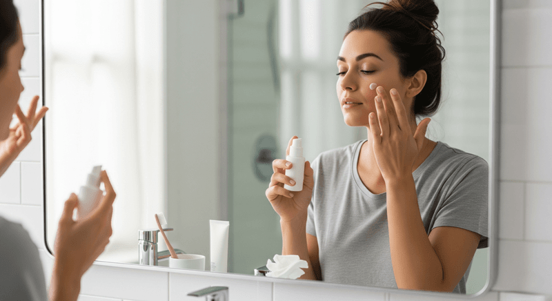Ngay sau khi lau khô mặt, hãy thoa một lớp kem dưỡng ẩm phục hồi