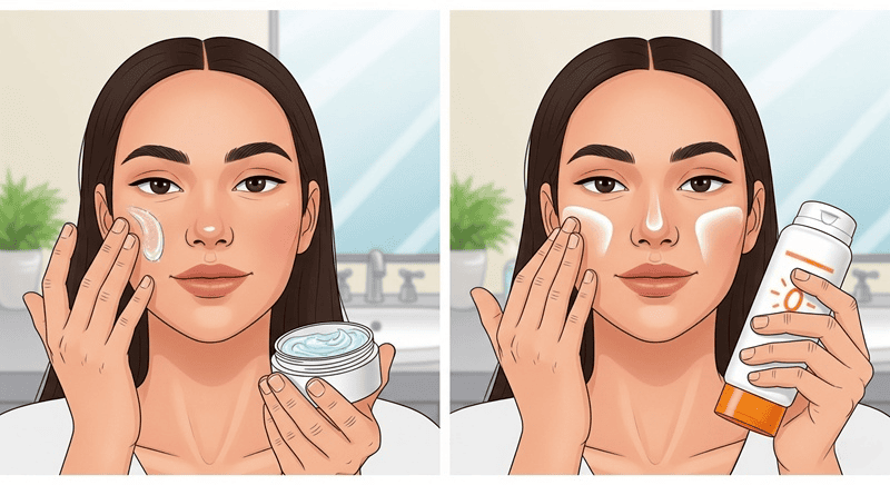 Bạn lấy một lượng vừa đủ gel nha đam thoa lớp mỏng lên da, sau đó thoa kem chống nắng