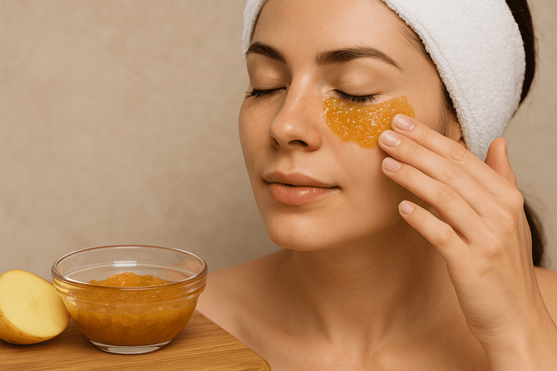 Mặt nạ khoai tây và mật ong tận dụng khả năng làm sáng của khoai tây và đặc tính dưỡng ẩm, kháng viêm tự nhiên của mật ong làm mờ quầng thâm