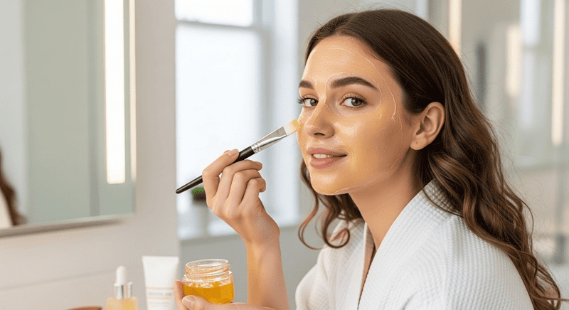 Sử dụng cọ sạch hoặc ngón tay đã rửa sạch để thoa một lớp mỏng và đều hỗn hợp sữa ong chúa lên toàn bộ khuôn mặt