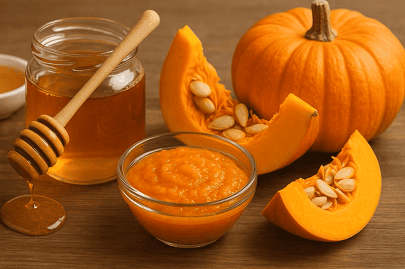 Sự kết hợp giữa bí đỏ và mật ong góp phần tăng khả năng dưỡng ẩm, đồng thời kháng khuẩn, làm dịu vùng da mụn hiệu quả