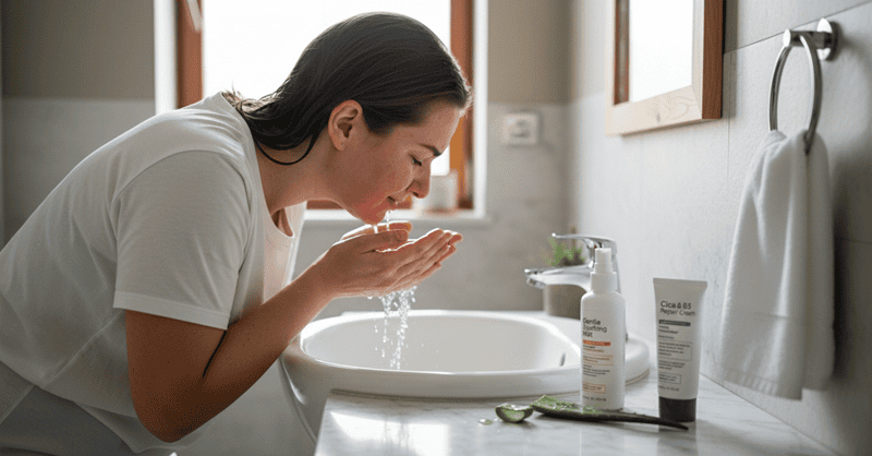 Sử dụng nước mát để rửa sạch da, tuyệt đối tránh nước ấm hoặc nóng vì có thể khiến tình trạng rát thêm trầm trọng