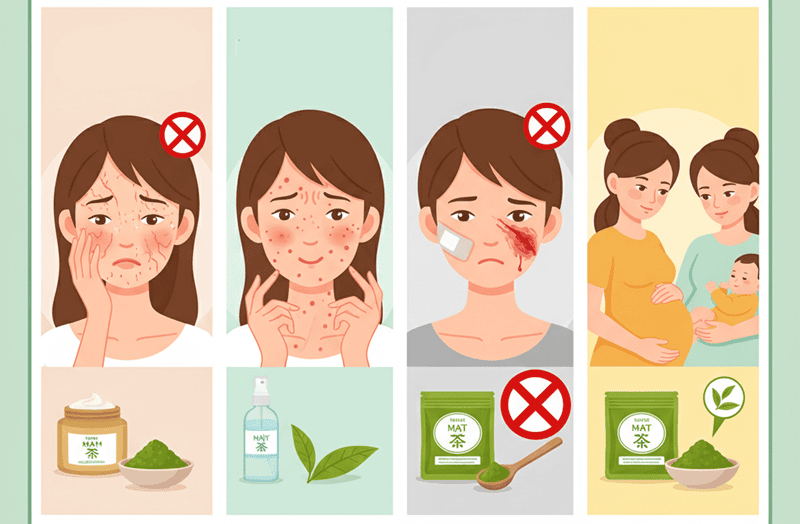 Tuyệt đối không nên đắp mặt nạ trà xanh hoặc bất kỳ loại mặt nạ nào lên vùng da đang có vết thương hở