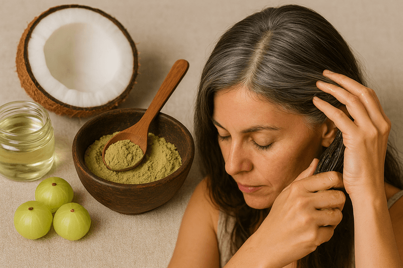 Dầu dừa và bột Amla có thể cải thiện sắc tố tóc, giữ mái tóc khỏe mạnh theo thời gian