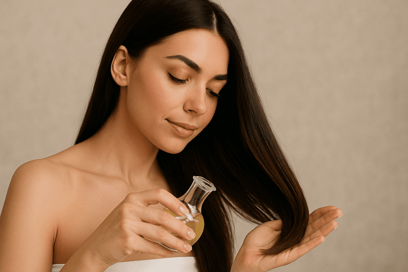 Bạn thoa dầu dừa lên tóc và tiến hành massage