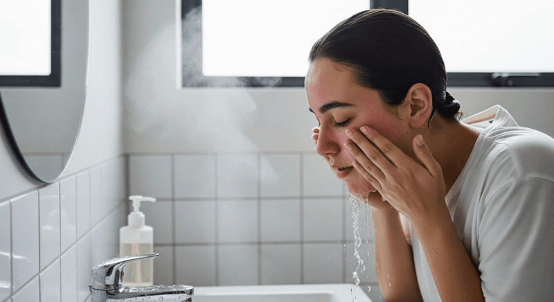 Hãy dùng nước mát hoặc nước muối sinh lý để nhẹ nhàng rửa sạch lớp serum còn sót lại trên mặt