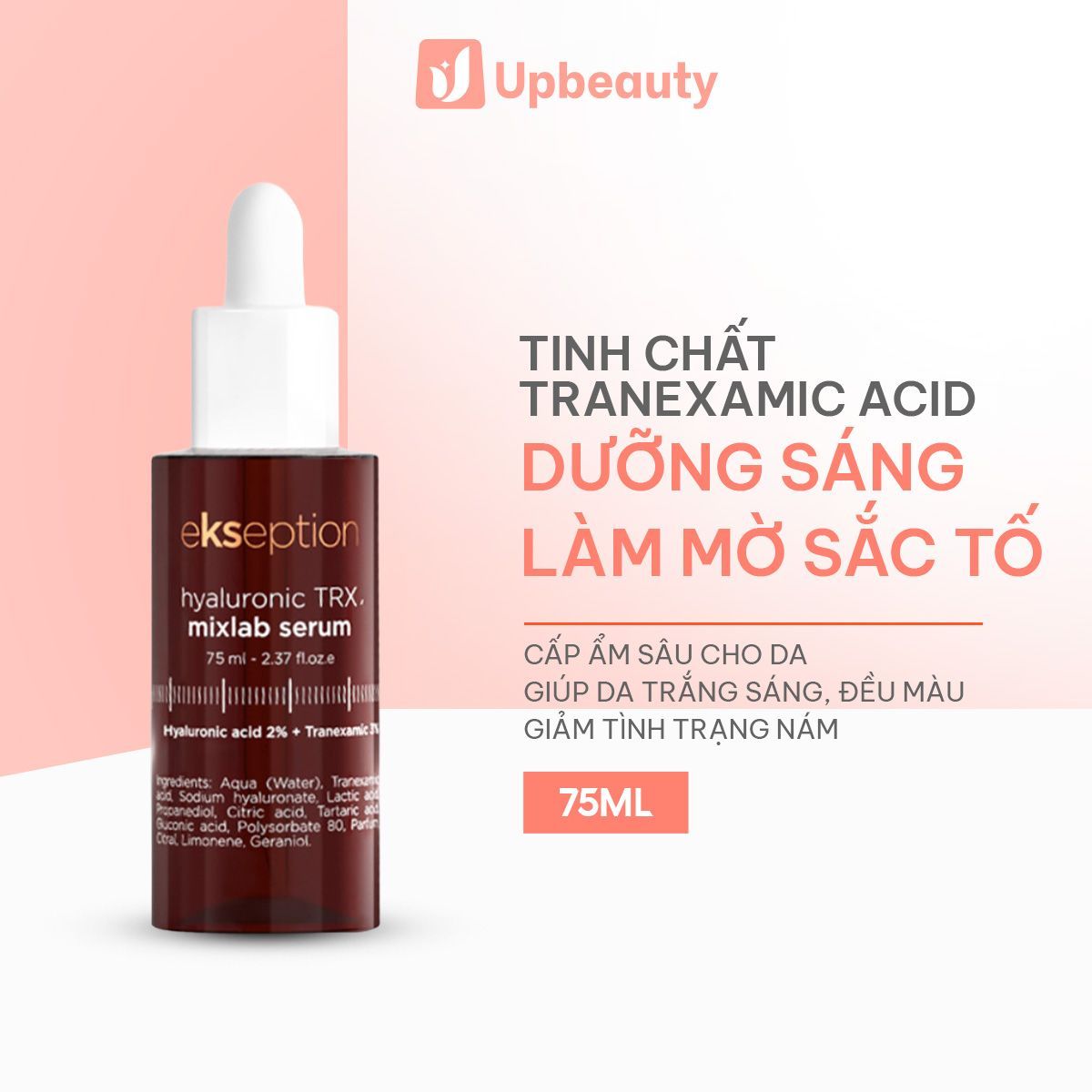 Serum Ekseption TRX Hyaluronic Mixlab 75ml cung cấp dưỡng chất, duy trì độ ẩm, hỗ trợ làm sáng da