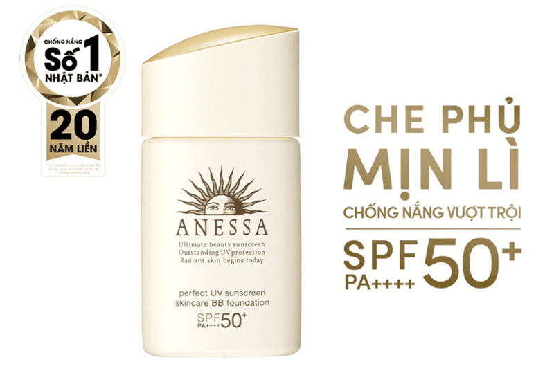 Anessa Perfect UV Sunscreen Skincare BB Foundation SPF50+ hoàn toàn có thể thay thế kem nền nhờ khả năng che phủ tốt