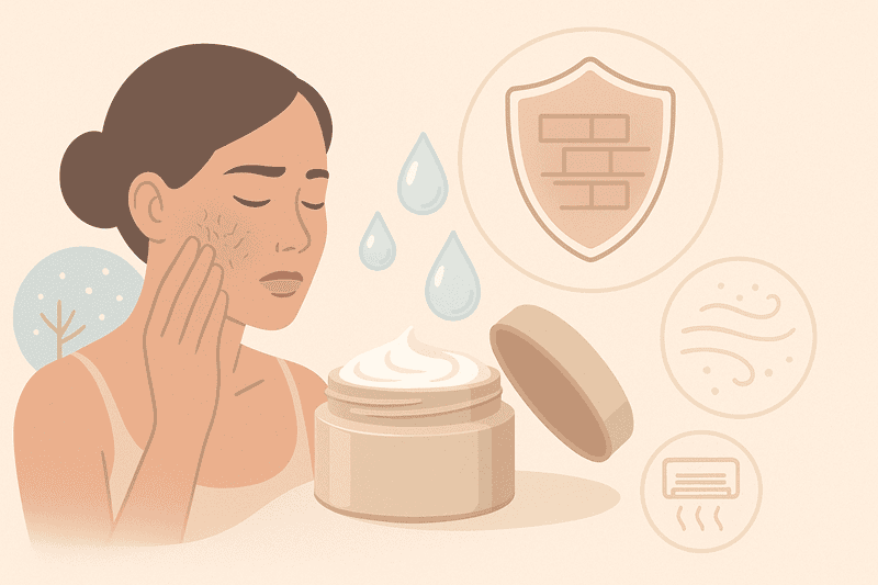 Kem dưỡng ẩm tạo lớp màng mỏng che chắn da khỏi những tác động từ môi trường, duy trì được trạng thái ổn định, ít nhạy cảm