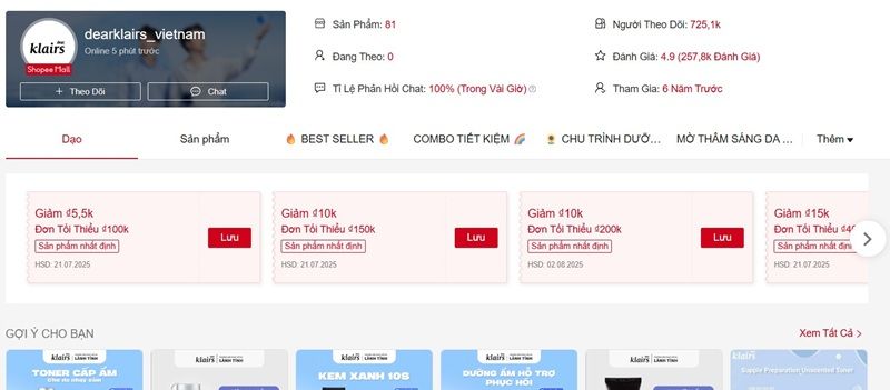 Trên Shopee, gian hàng chính hãng sẽ có nhãn "Shopee Mall" màu đỏ nổi bật