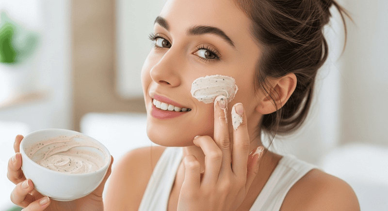 Dùng cọ hoặc đầu ngón tay sạch, thoa đều một lớp mặt nạ mỏng vừa đủ lên khắp mặt