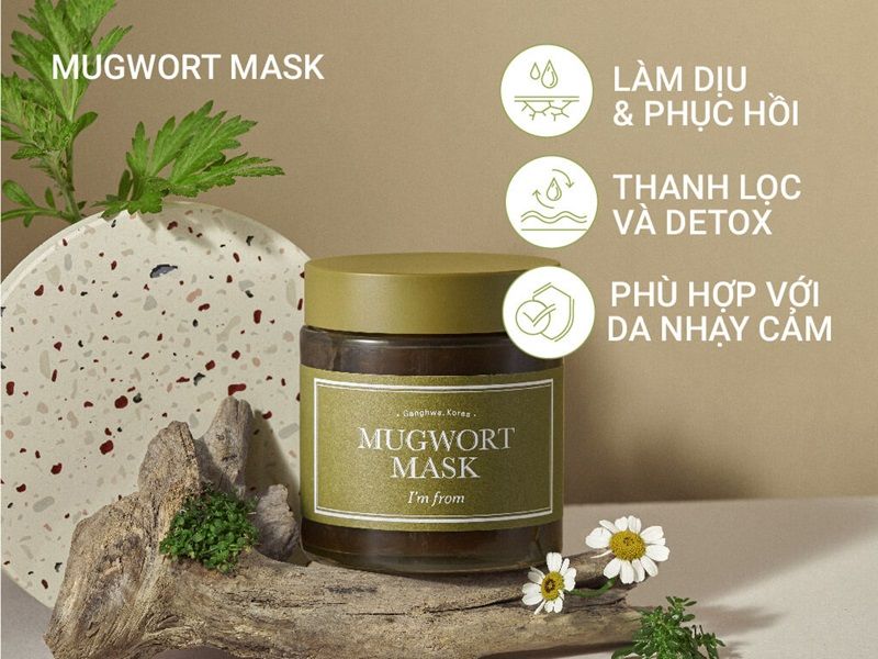 Mặt nạ I'm From Mugwort Mask với thành phần ngải cứu nguyên chất góp phần thanh lọc và cải thiện tình trạng da