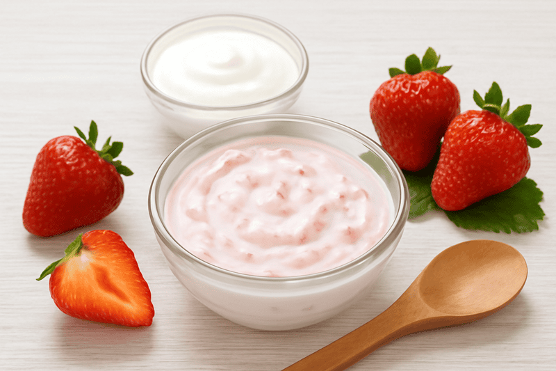 ho 2 thìa sữa chua không đường vào và trộn đều cho đến khi hỗn hợp hòa quyện, sánh mịn