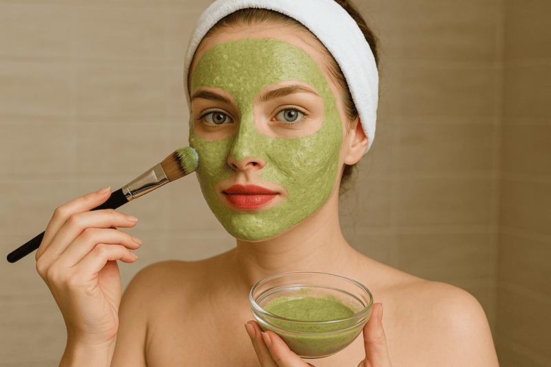 Giữ nguyên mặt nạ trà xanh yến mạch trên da và thư giãn khoảng 15 - 20 phút