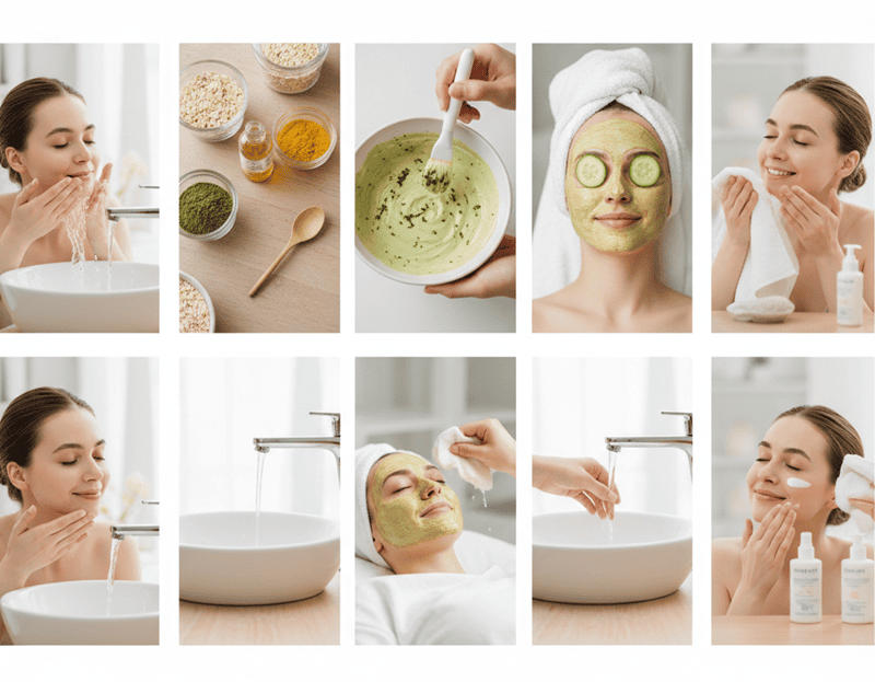 Bạn thoa đều hỗn hợp mặt nạ lên toàn bộ khuôn mặt, tập trung vào những vùng da không đều màu hoặc có thâm sạm, tránh vùng mắt và môi